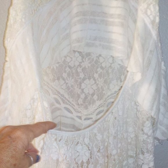 FREE PEOPLE MS SIZE LARGE IVORY DARK BLOOM LACE OPEN BACK KNIT TANK TOP - Picture 5 of 5